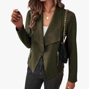 PRETTYGARDEN Women's Faux Suede Jackets 2024 Fall Clothes Long Sleeve- WORN ONCE